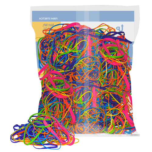 Upgrade Office Supply UPG244BC Rubber Bands, Size #54 (Assorted Sizes) in Bright Colors, 1 lb. Bag, Pink, Purple, Yellow, Lime, Orange, and Cyan Color, Made in USA
