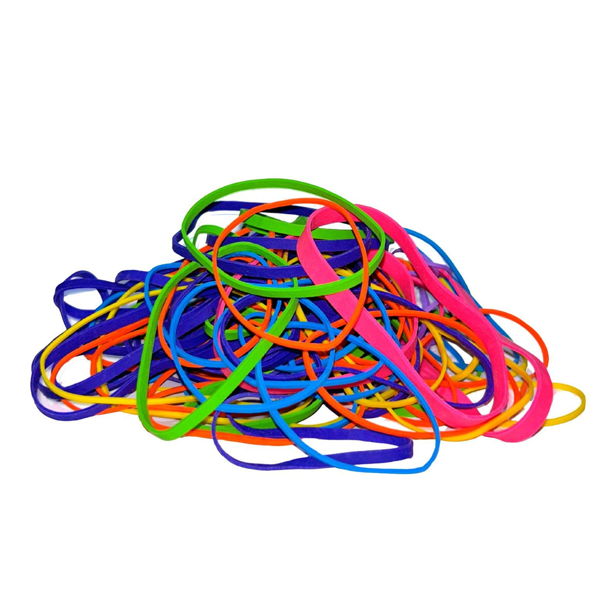 Upgrade Office Supply UPG244BC Rubber Bands, Size #54 (Assorted Sizes) in Bright Colors, 1 lb. Bag, Pink, Purple, Yellow, Lime, Orange, and Cyan Color, Made in USA