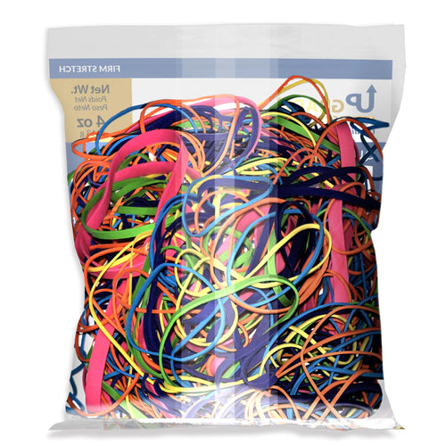 Upgrade Office Supply UPG247BC Rubber Bands, Size #54 (Assorted Sizes) in Bright Colors, 1/4 lb. Bag, Pink, Purple, Yellow, Lime, Orange, and Cyan Color, Made in USA