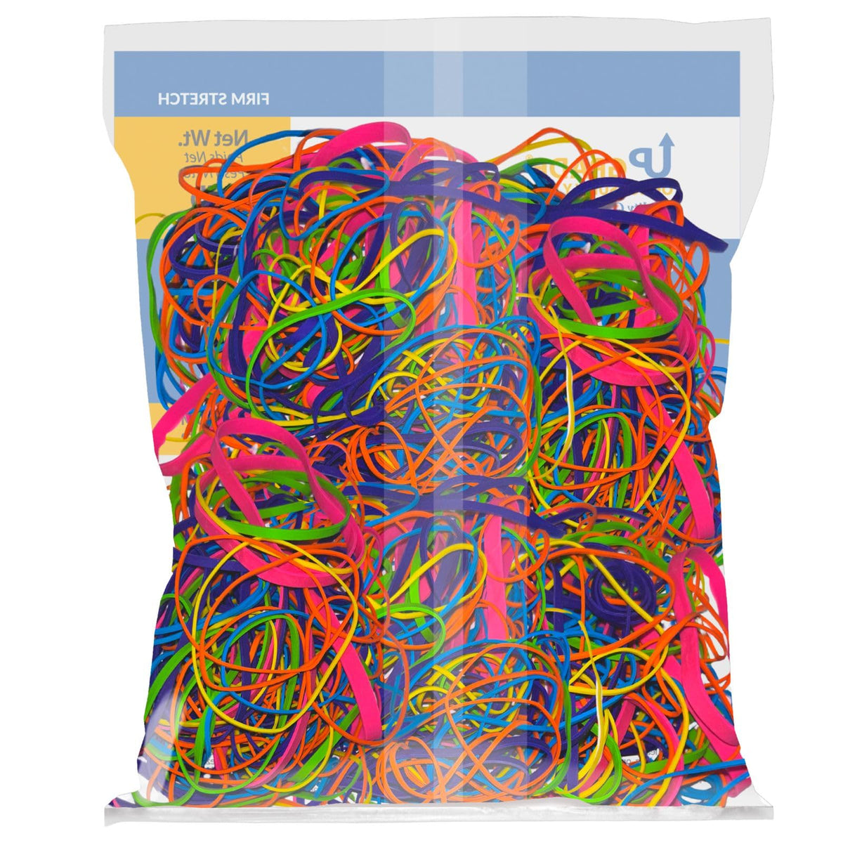 Upgrade Office Supply UPG244BC Rubber Bands, Size #54 (Assorted Sizes) in Bright Colors, 1 lb. Bag, Pink, Purple, Yellow, Lime, Orange, and Cyan Color, Made in USA
