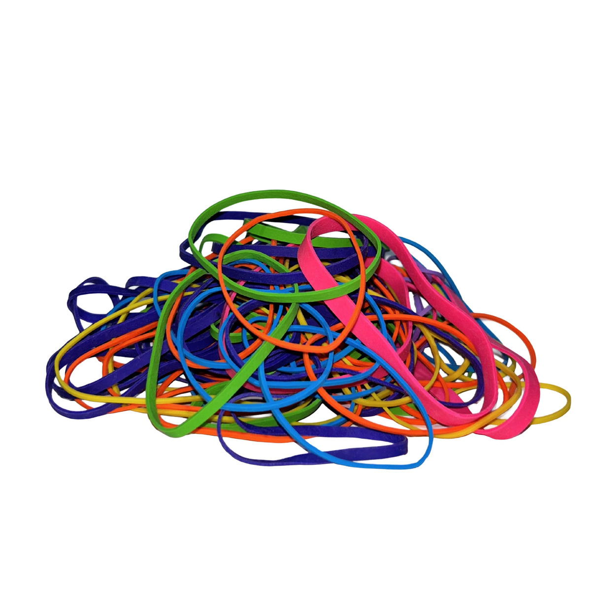Upgrade Office Supply UPG247BC Rubber Bands, Size #54 (Assorted Sizes) in Bright Colors, 1/4 lb. Bag, Pink, Purple, Yellow, Lime, Orange, and Cyan Color, Made in USA